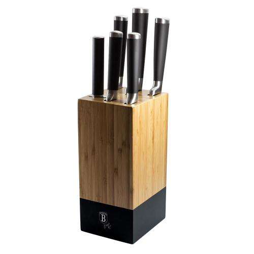 Berlinger Haus 7-Piece Knife Set with Bamboo Stand - Black Royal Line