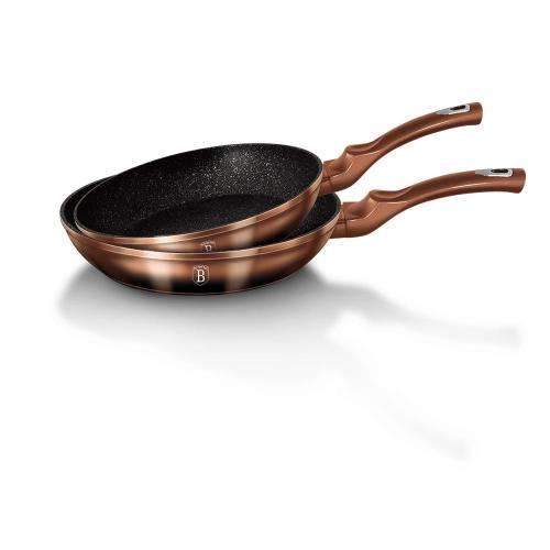 Berlinger Haus 2 Piece Marble Coating Frypan Set - Rose Gold Noir Edition