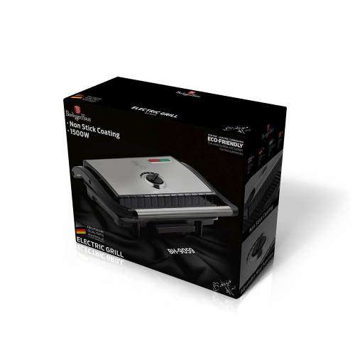 BERLINGER HAUS 1500W ELECTRIC GRILL PANINI PRESS WITH OIL DRIP - SILVER,BH-9059