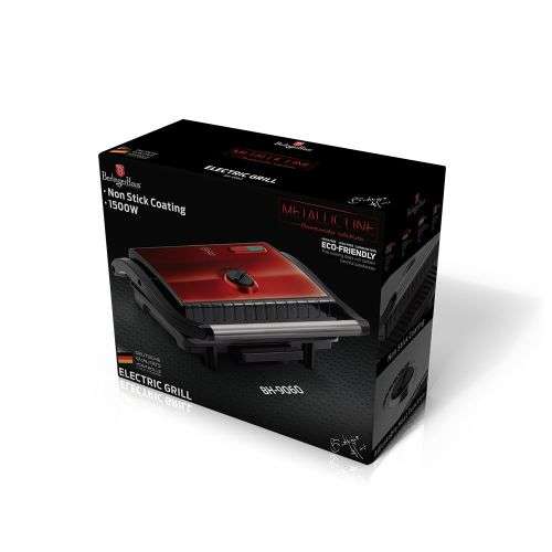 Berlinger Haus 1500W Electric Grill with Oil Drip Pan - Burgundy,BH-9060