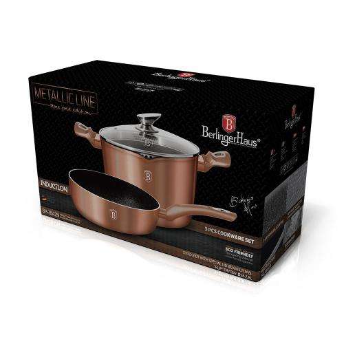 Berlinger Haus 3-Piece Metallic Line Rice/Pasta Cookware Set - Rose Gold BH-1842