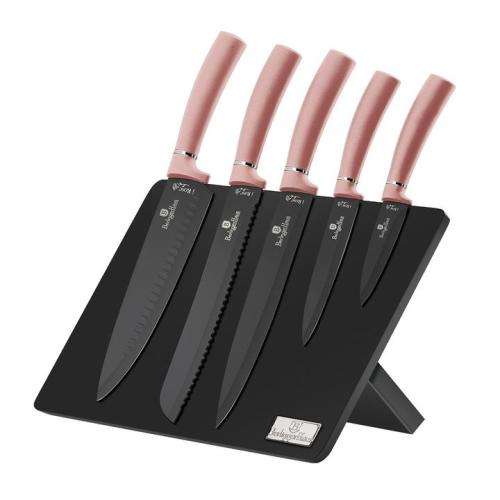 Berlinger Haus 6-Piece Non-Stick Coating Knife Set with Stand - i-Rose, BH-2516
