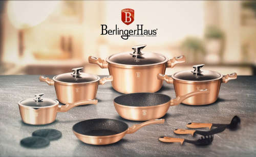 Berlinger Haus 15-Piece Marble Coating Cookware Set - Rose Gold, BH-1224
