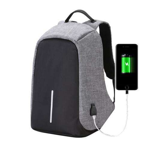 Anti-theft Travel Backpack Laptop School Bag with USB Charging Port - GREY
