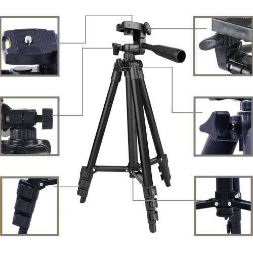 Tripod Stand 4-section Lightweight Portable Aluminum - Black