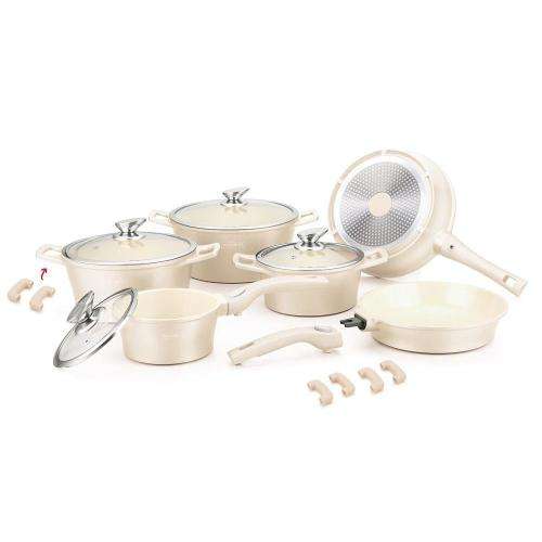 Royalty Line 16 Piece Ceramic Coating Cookware Set - Cream