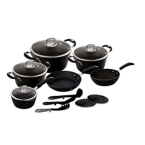 Berlinger Haus 15-Piece Marble Coating Black Professional Line Cookware Set