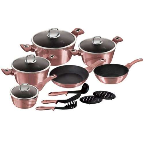 Berlinger Haus 15-Piece Marble Coating Cookware Set - i-Rose, BH-6045N