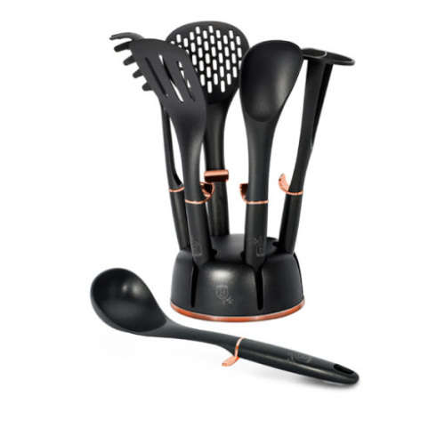 BERLINGER HAUS 7-PIECE BLACK ROSE NON-STICK KITCHEN TOOL SET