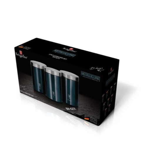 BERLINGER HAUS 3 PCS CANISTER SET, METALLIC LINE AQUAMARINE EDITION