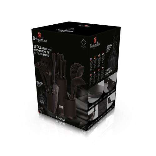 BERLINGER HAUS 12 PIECE KNIFE AND KITCHEN TOOL SET - BLACK SILVER COLLECTION