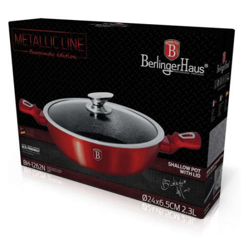 BERLINGER HAUS 24CM SHALLOW POT - BURGUNDY METALLIC