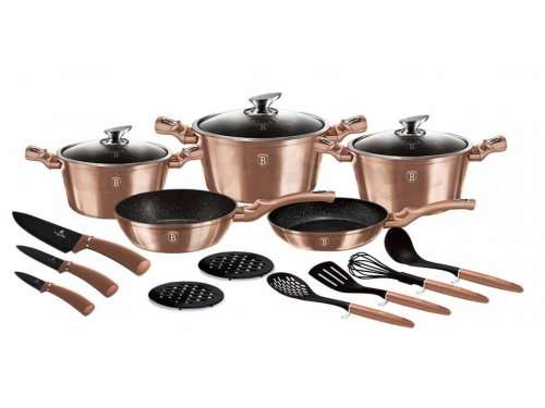Berlinger Haus 17-Piece Marble Coating Cookware Set - Rose Gold Edition