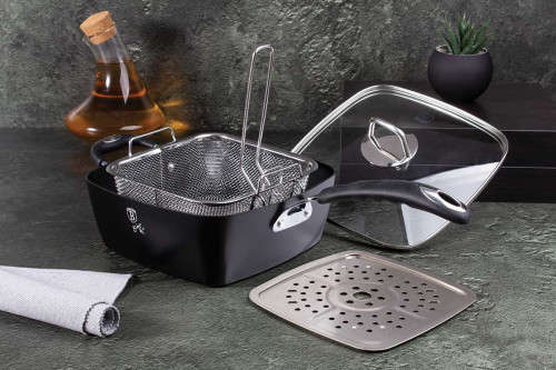 Berlinger Haus 5-Piece Deep Fryer Oven Safe Square Pan Black Professional
