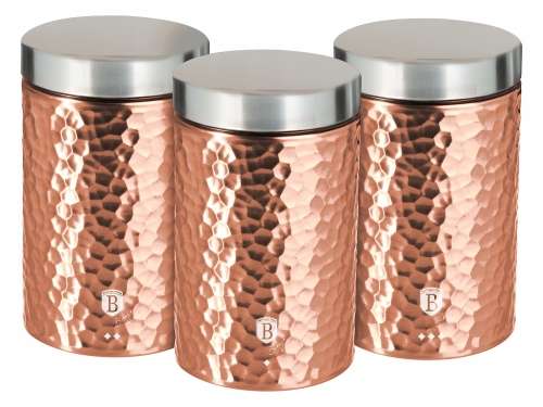 Berlinger Haus 3 Piece Stainless Steel Canister tin - Rose Gold