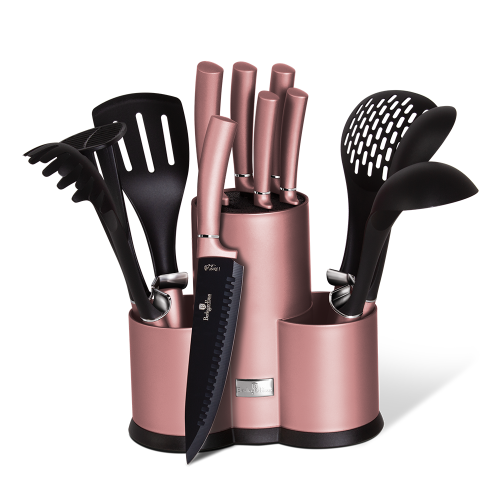 Berlinger Haus 12-Piece Knife Set with Stand and Kitchen Utensils - iRose Collection