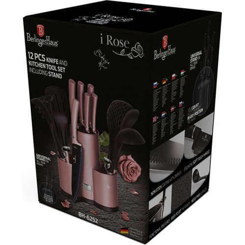 Berlinger Haus 12-Piece Knife Set with Stand and Kitchen Utensils - iRose Collection