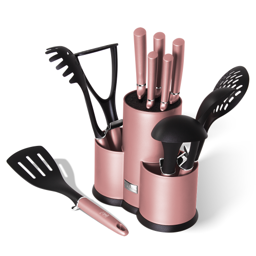 Berlinger Haus 12-Piece Knife Set with Stand and Kitchen Utensils - iRose Collection