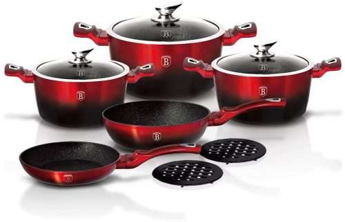 Berlinger Haus 10 Piece Marble Coating Cookware Set - Burgundy Black