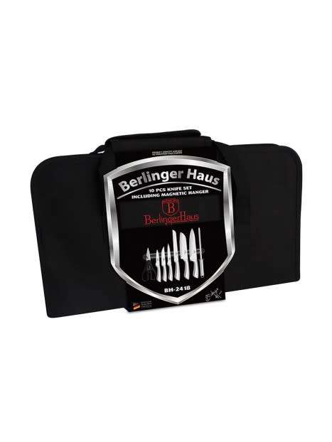 BERLINGER HAUS 10-PIECE KNIFE SET WITH MAGENTIC HANGER AND BAG - SILVER