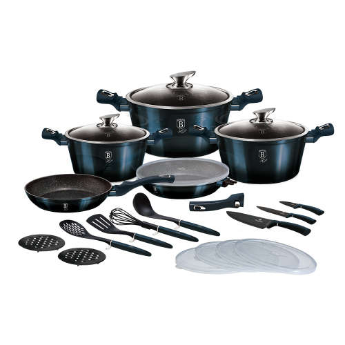 Berlinger Haus 22-Piece Marble Coating Smart Lid Cookware Set - Aquamarine
