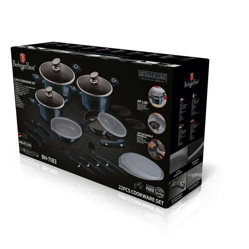 Berlinger Haus 22-Piece Marble Coating Smart Lid Cookware Set - Aquamarine