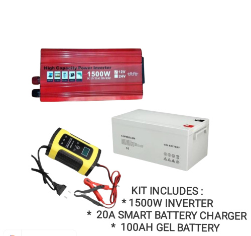 1500w inverter 100Ah Gel Battery back Up Kit