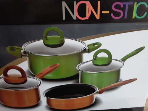 7 PIECE COOKWARE SET WITH GLASS LIDS