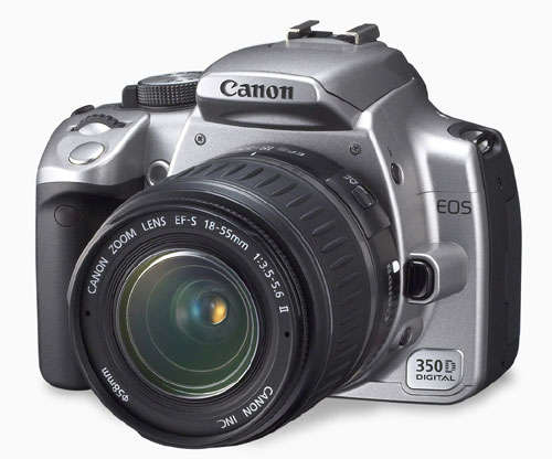 Canon EOS 350D Digital SLR with bag/ 18-55mm lens and strap