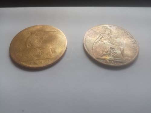 1888  & 1897 ONE PENNYGREAT BRITAIN QUEEN VICTORIA
