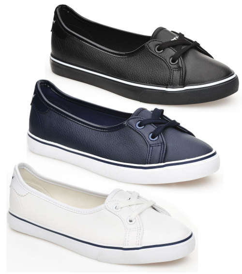 Ladies Tom Tom PU Leather Lace Up Glossy Trim Sneaker Pumps (FC830)