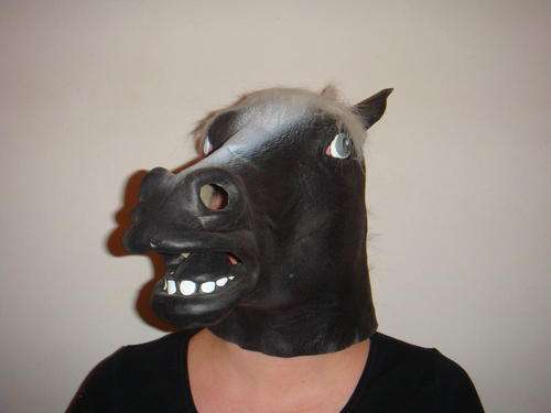 SALE! SALE! SALE! Black Horse Latex Mask - Perfect for Fancy Dress, Halloween, Concert Costumes