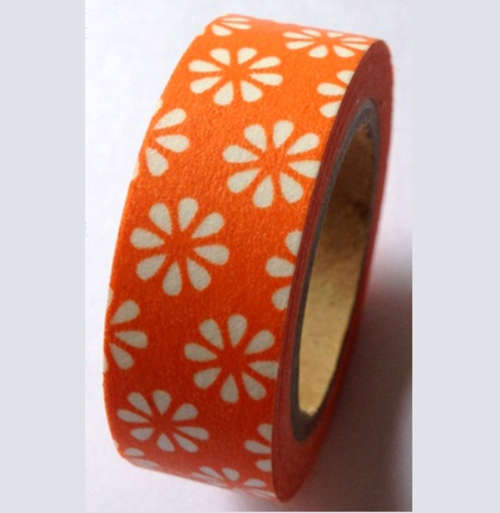 Orange and White Flowers Washi Tape