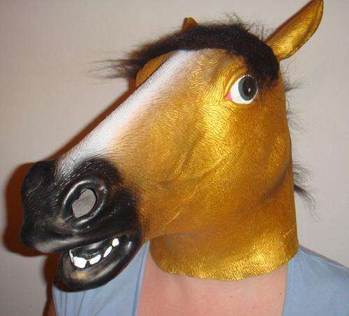 SALE! SALE! SALE! Gold Horse Latex Mask - Perfect for Fancy Dress, Halloween, Concert Costumes