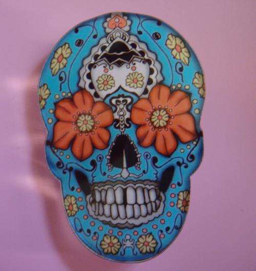 Flower Skull Brooch / Badge
