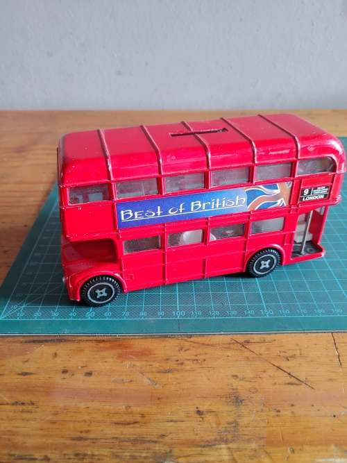 Toy bus money box Die cast metal