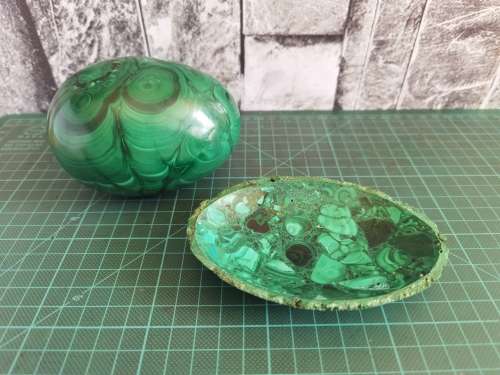 Malachite egg and bowl
