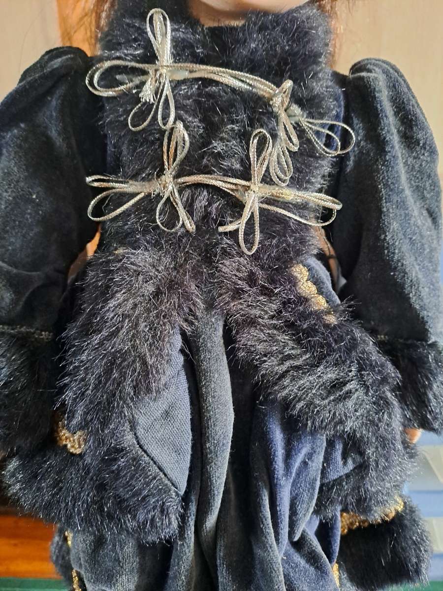 Vintage Porcelain doll 40cm tall with stand, please read description