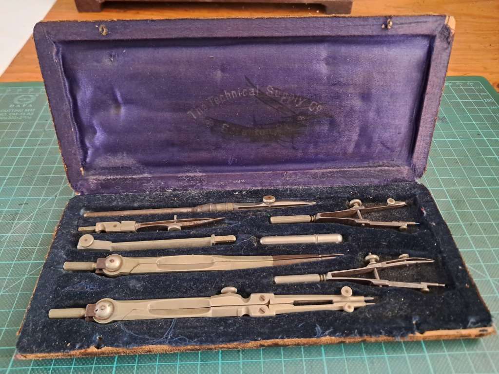 Vintage Drafting Set Technical Supply Co Scranton and New York Germany Compass Vintage