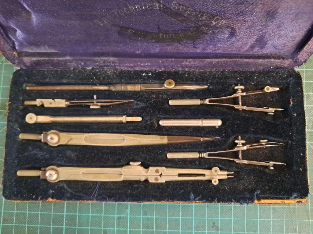 Vintage Drafting Set Technical Supply Co Scranton and New York Germany Compass Vintage