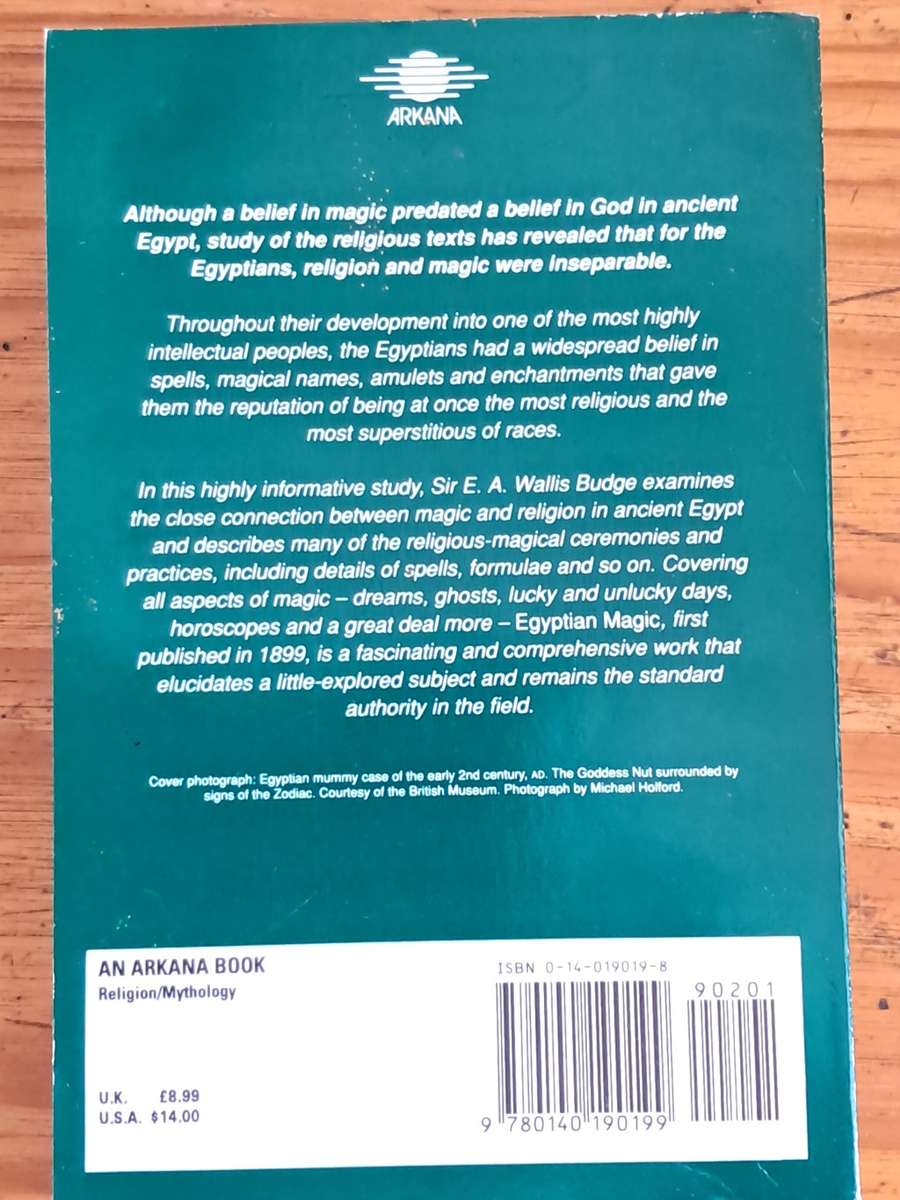 Egyptian Magic E A Wallis Budge 1988 paperback