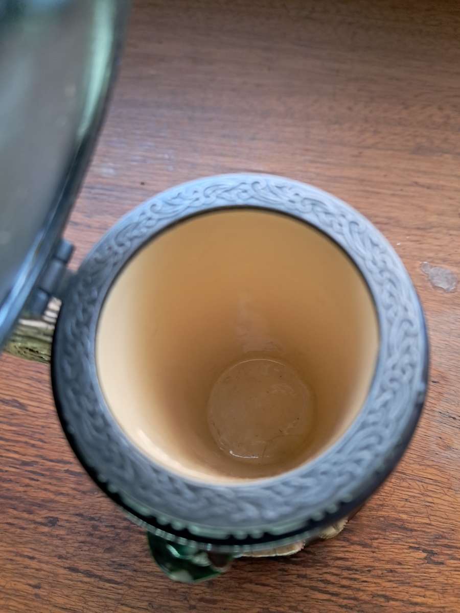 German Beer stein with Puiter lid hand painted