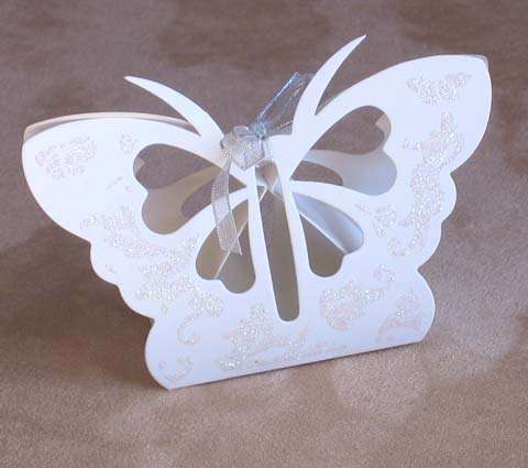 Wedding Gift Boxes_White_Butterfly Box_Glitter Motif