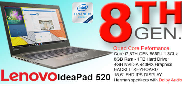 **8th Gen QUAD CORE Monster**Lenovo 520**8th GEN i7**8GB DDR4 RAM**2TB HDD**4GB NVIDIA MX150**FHD