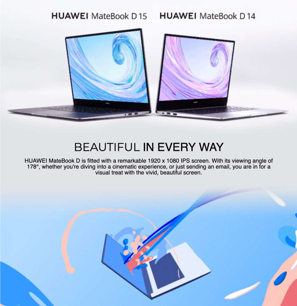 **EXCELLENT AS NEW IN ORIGINAL BOX**HUAWEI MateBook D15**10th Gen**8GB DDR4**256GB SSD**15.6" FHD**