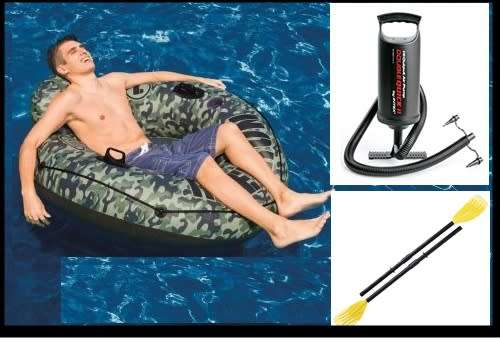 INTEX CAMO RIVER RUN + FRENCH OARS + PUMP.