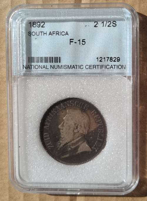 Crazy R1 Start! 1892 Shilling 2 1/2 - Fine 15 Graded