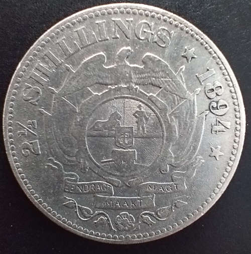 Crazy R1 Start! 1894 2.5 Shilling Very High Grade! Pure Silver.