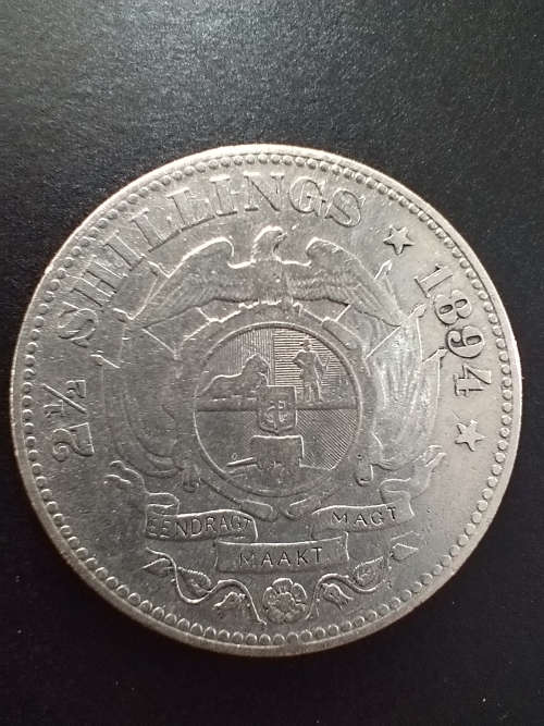 Crazy R1 Start! 1894 2.5 Shilling Very High Grade! Pure Silver.