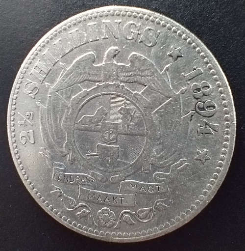 Crazy R1 Start! 1894 2.5 Shilling Very High Grade! Pure Silver.